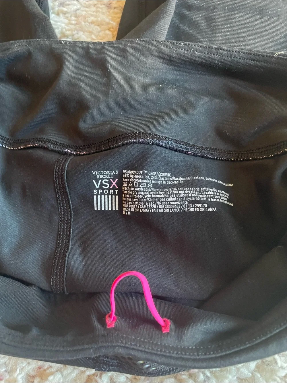VICTORIA’S SECRET Black Mesh Sports Bra and Leggings with Pink Floral Underlay